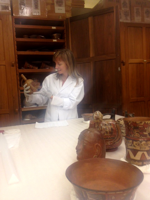 April Hawkins in the collections room