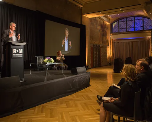 Timothy Snyder speaking at the Holtby lecture on November 21, 2017. Photo credit: L Milosjevic
 Timothy Snyder speaking at the Holtby lecture on November 21, 2017. Photo credit: L Milosjevic