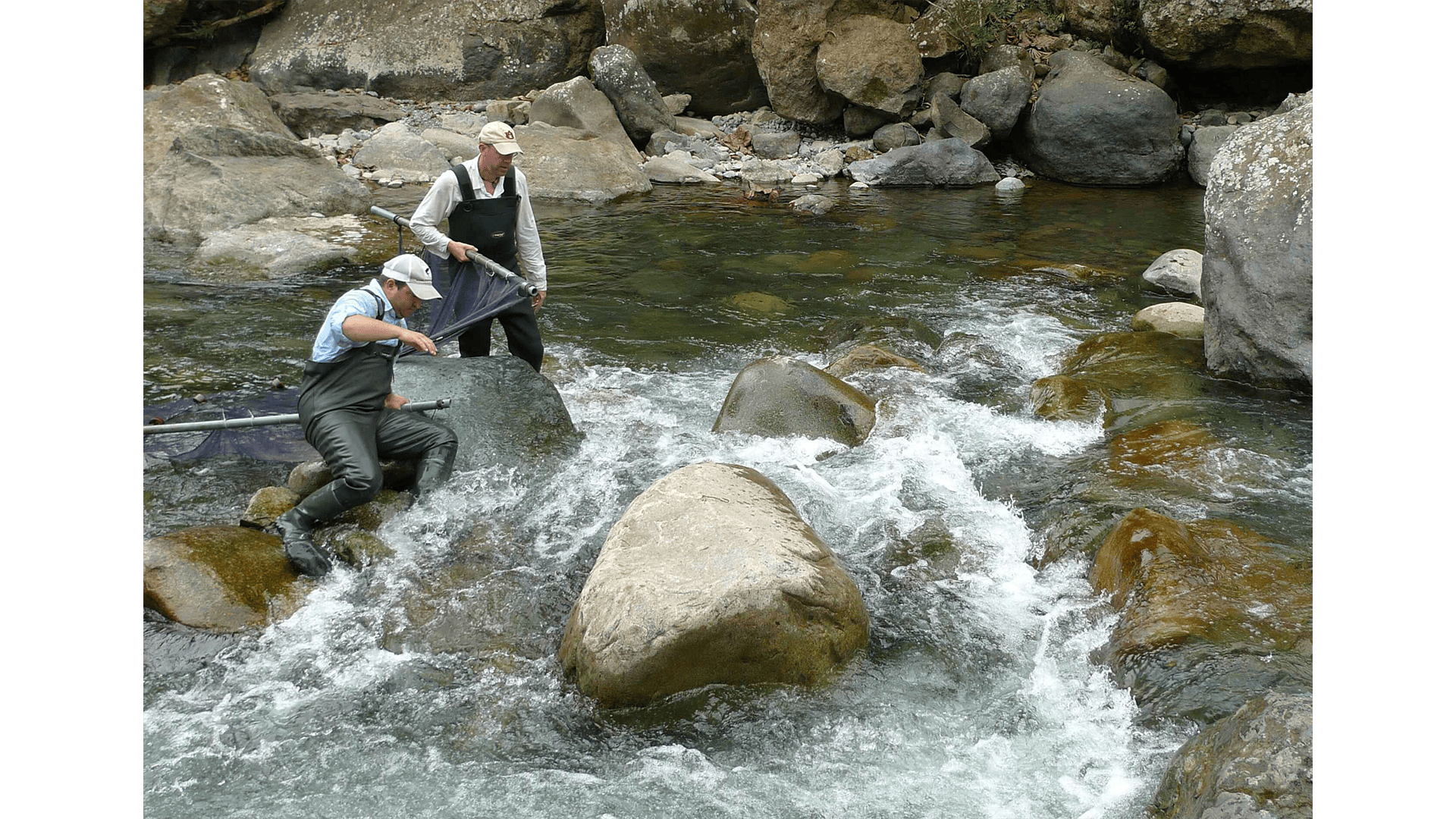 David Brooks and Nathan Lujan sample the Rio Otongo along the Pacific Coast of Ecuador in 2012.