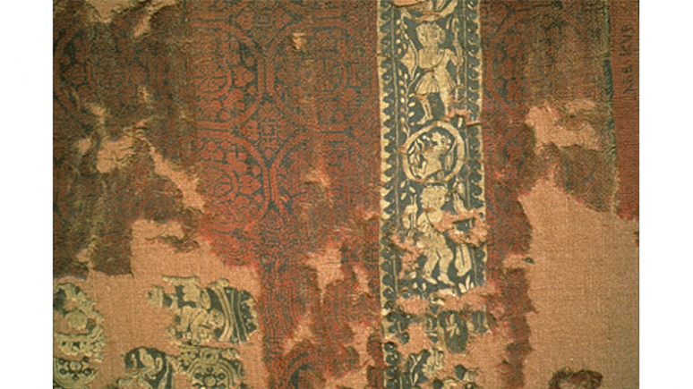 Tunic fragment. Coptic. Egypt. Late Antique - Early Byzantine. 5th-6th century. All-wool weft-faced compound tabby with tapestry inserts. 968.323.1.