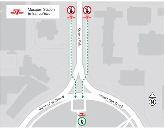 Visitors can access Museum Station via the new south entrance located in Queen's Park Circle.