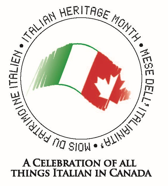 Italian Heritage Month logo. A Celebration of All Things Italian in Canada.