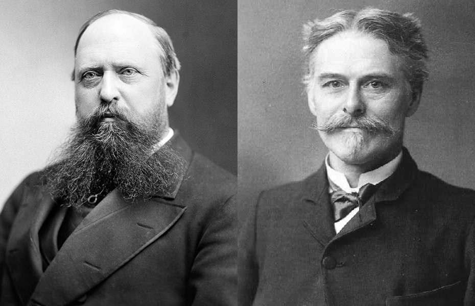 Les paléontologues Othniel Charles Marsh (à gauche) et Edward Drinker Cope (à droite).
