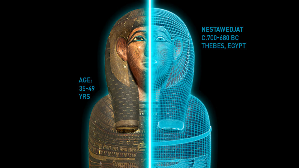 Mummies have captured our imagination throughout time. Inner coffin of Nestawedjat.