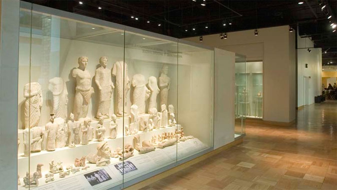 A reconstructed open-air sanctuary features the ROM's collection of votive sculptures from the Sanctuary of Apollo at Frangissa.