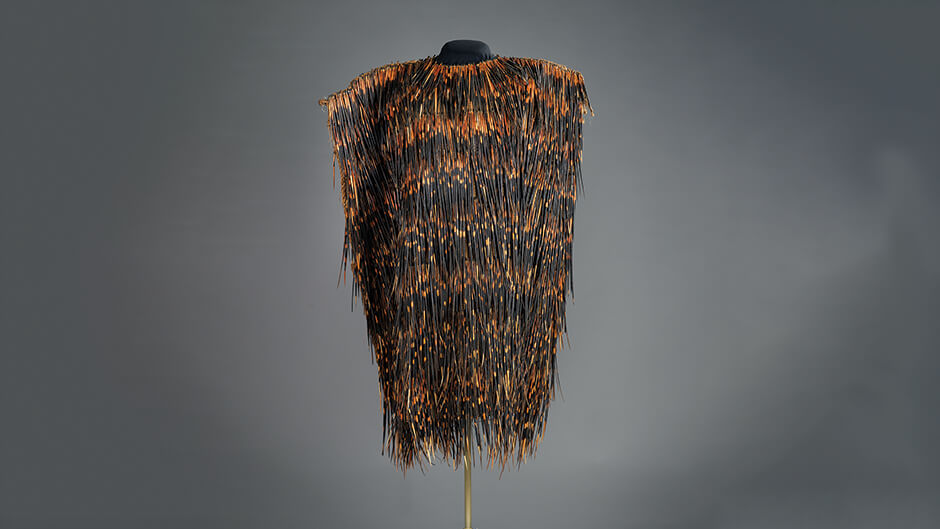 Ceremonial gown made from porcupine quills.