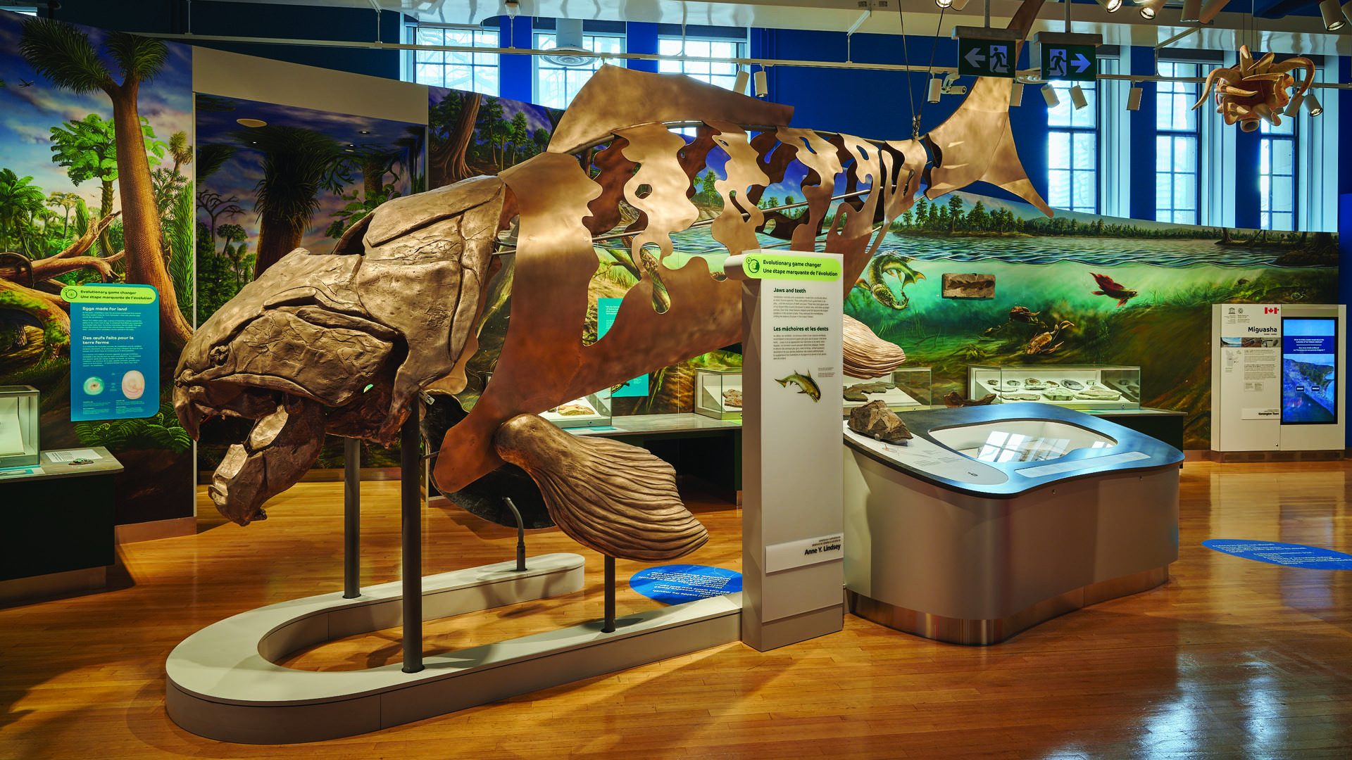 Full sized, bronze cast of a Dunkleosteus.