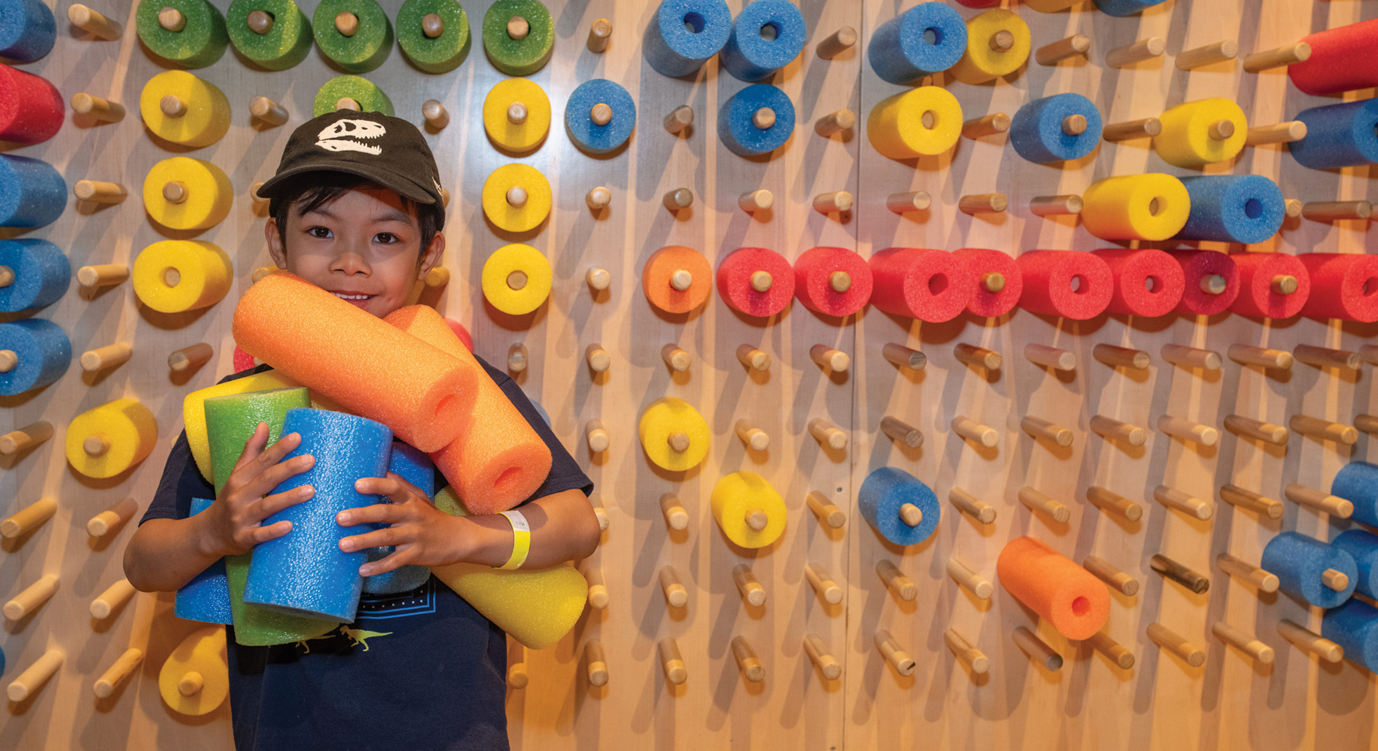 WonderWorks' large, interactive "noodle wall" invites creativity.  Hands-on-gallery of interactive experiences.