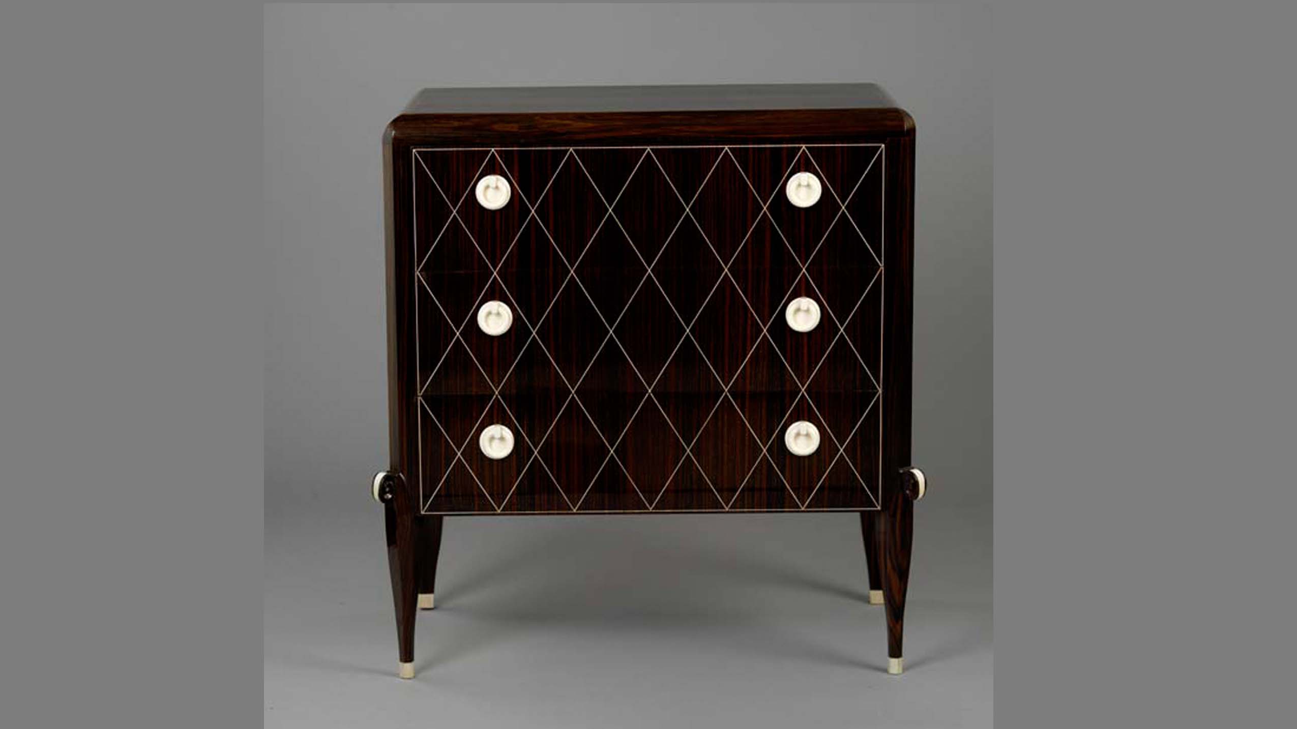 Commode, (macassar ebony, ivory), Unidentified Maker, Paris, France, 1920s - 1930s (989.315.16)
