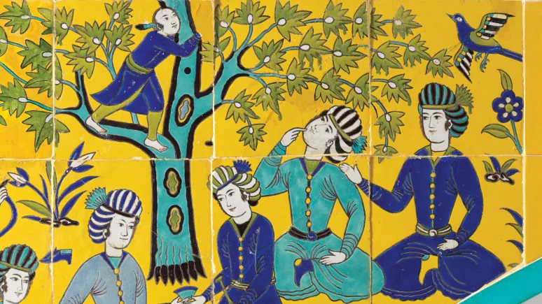 Tile arch with picnic scene, around 1685-95. Probably Talar-e-Tavileh Palace, Isfahan, Iran. Tile arch with picnic scene, around 1685-95. Probably Talar-e-Tavileh Palace, Isfahan, Iran.