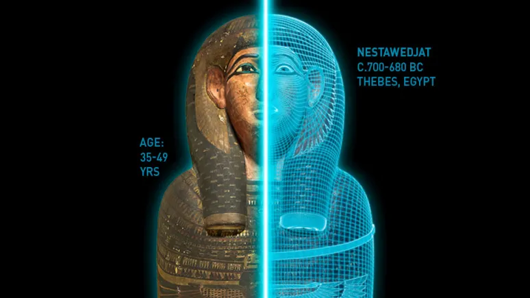 Mummies have captured our imagination throughout time. Inner coffin of Nestawedjat.