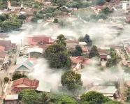 Mosquito fogging in countryside of Penang, Malaysia.