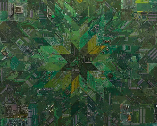 Art made from computer motherboard.
