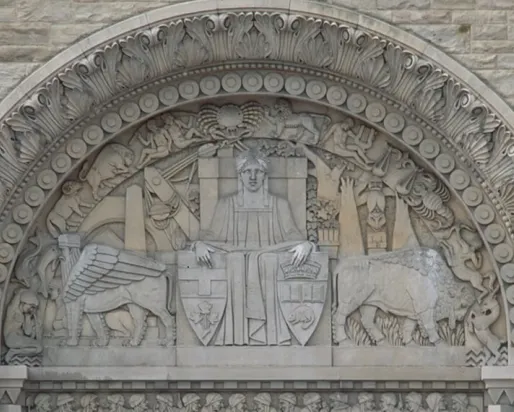 Sculptures above the Weston Heritage Doors on Queen’s Park.
