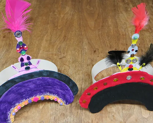 two sample court hats made by students doing the activity
