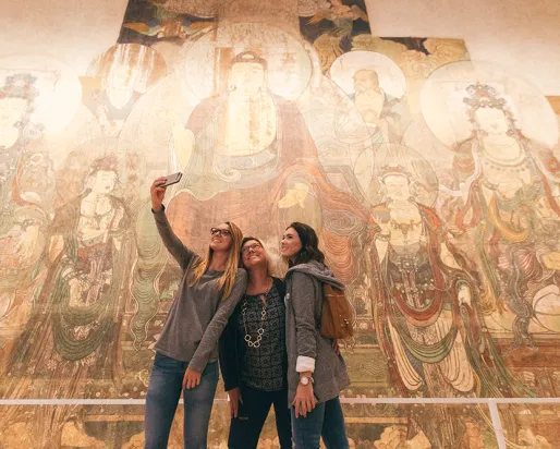 Visitors taking a selfie in the China galleries