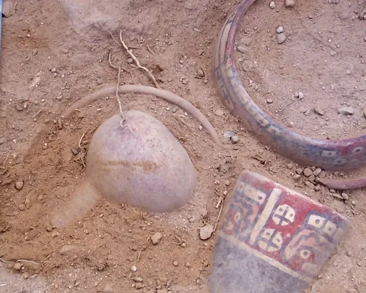 Céramique récupérée dans une tombe intacte à Collota.
