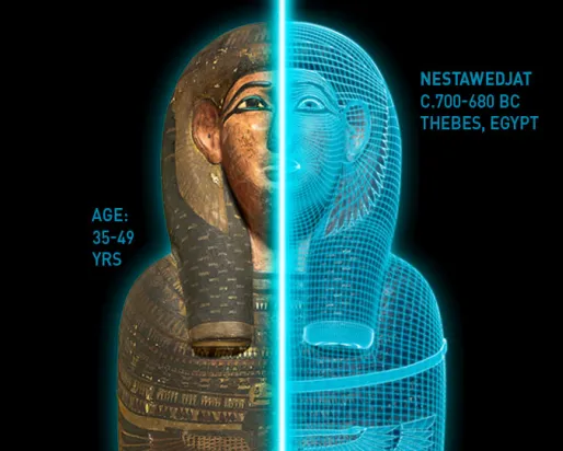 Mummies have captured our imagination throughout time. Inner coffin of Nestawedjat.