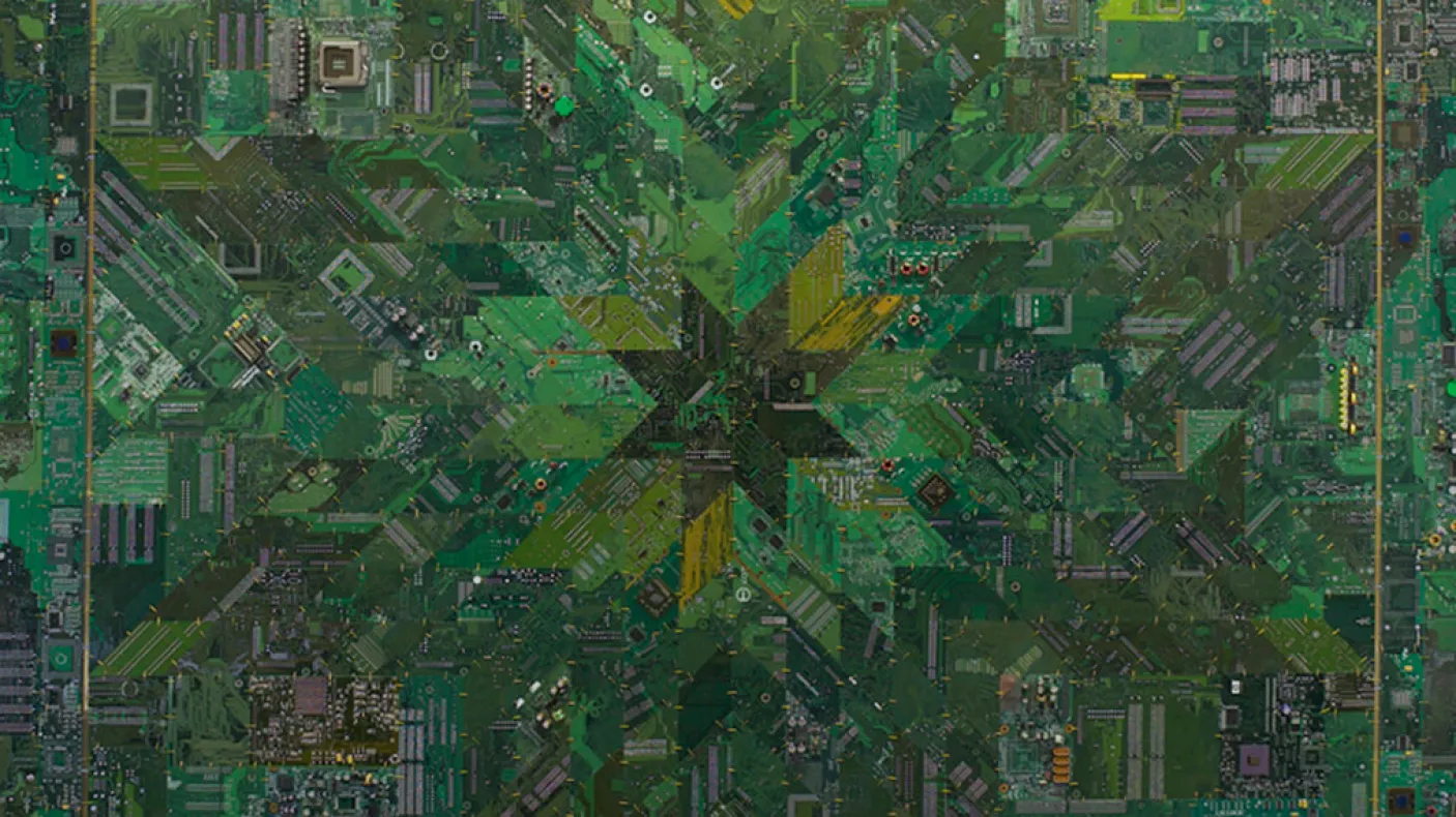 Art made from computer motherboard.
