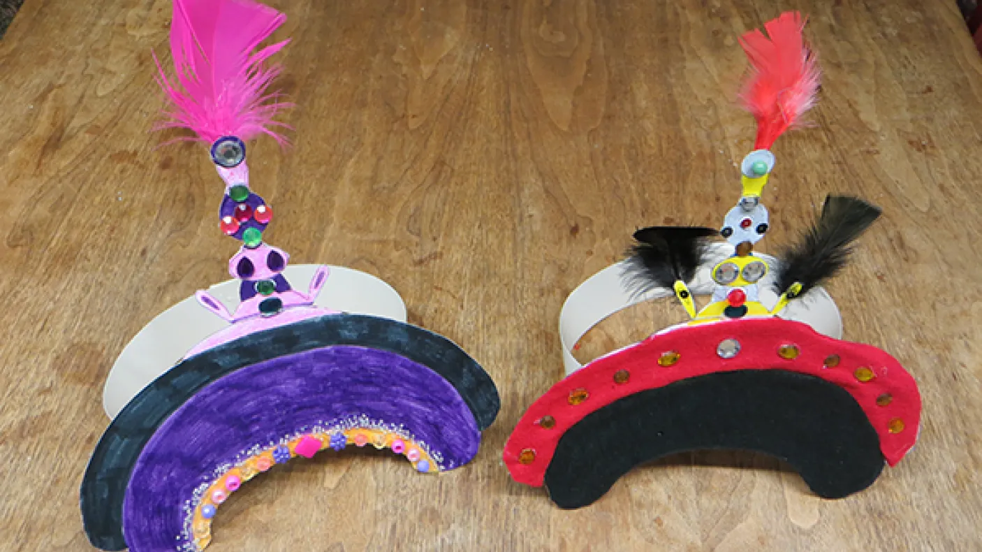 two sample court hats made by students doing the activity
