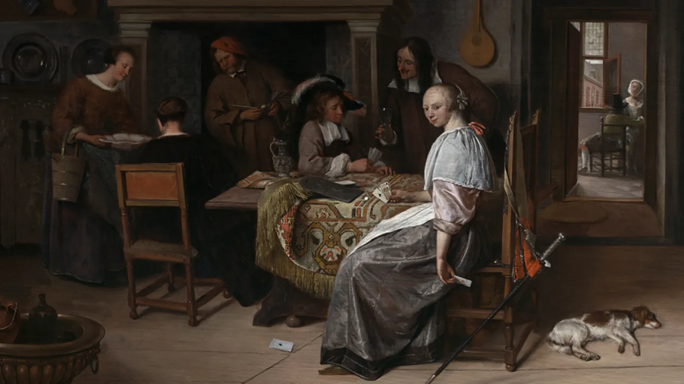 Jan Steen, An Elegant Company Playing Cards