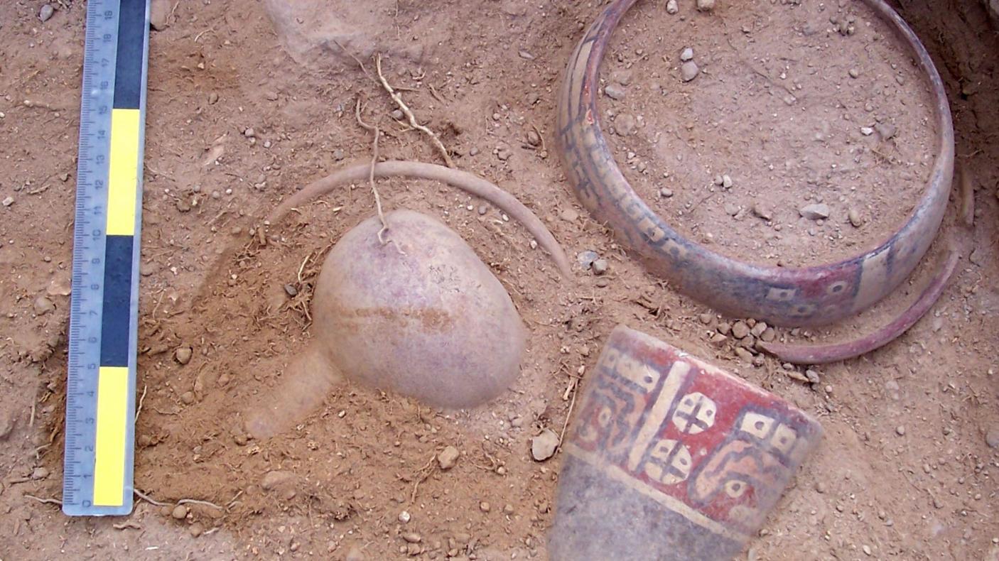 Ceramics recovered in an intact tomb at Collota.
