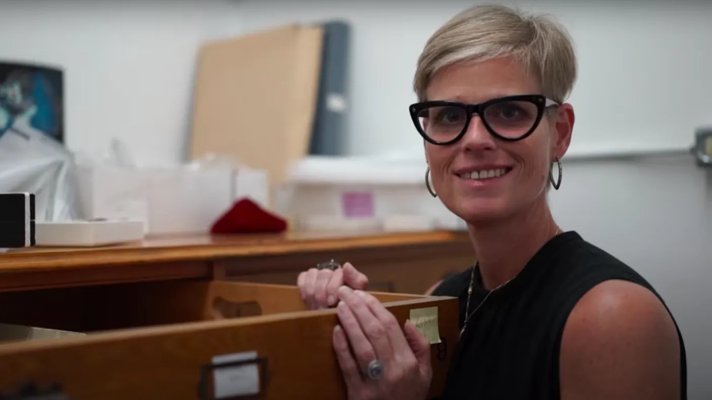 Katherine Dunnell in the collection room.
