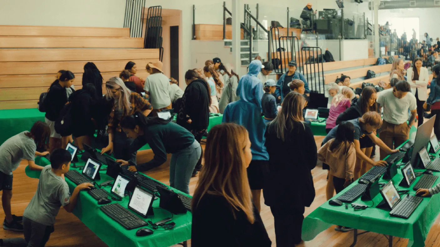 Crowd at the annual Hack the ROM showcase at Ubisoft Toronto