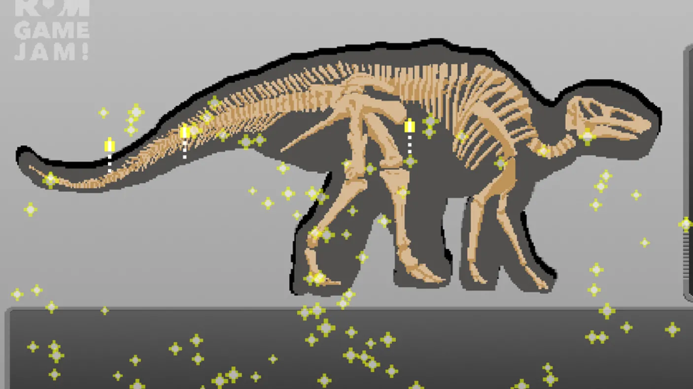 un dinosaure entouré de paillettes
