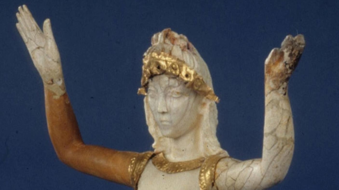 Detail of the head of the Minoan Ivory Goddess.
