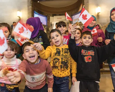 Kids with Canadian flags