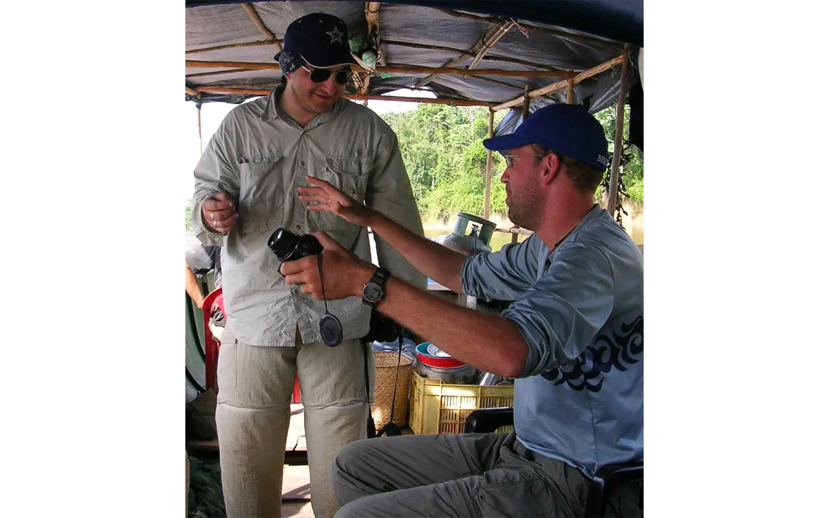 Brooks and Lujan in 2005, on their first expedition together to the upper Orinoco.