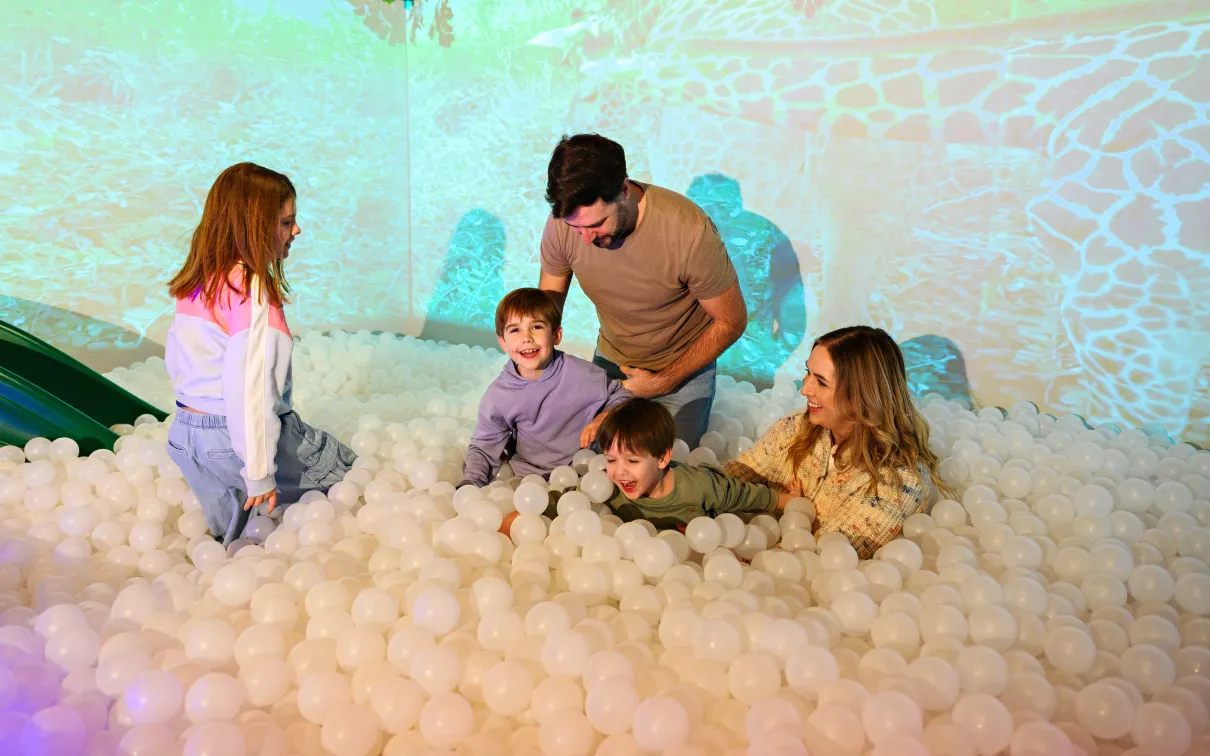 Family in ball pit at THEMUSEUM