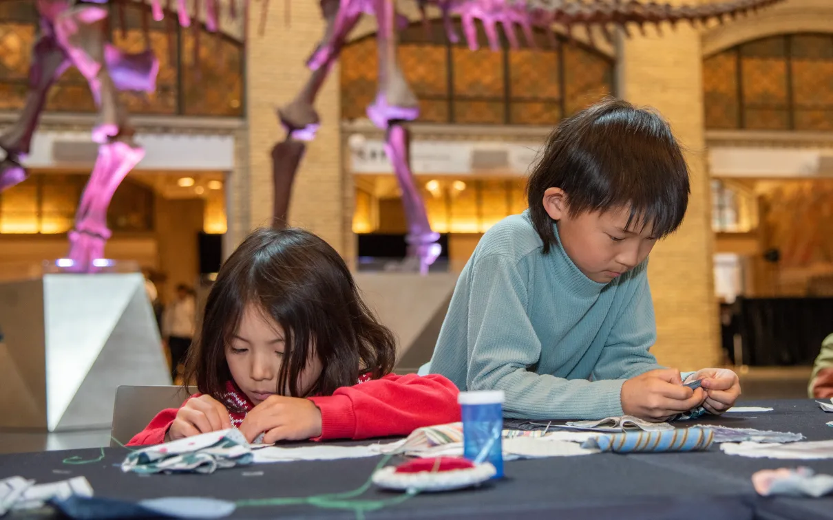 Children doing an activity at ROM during March Break