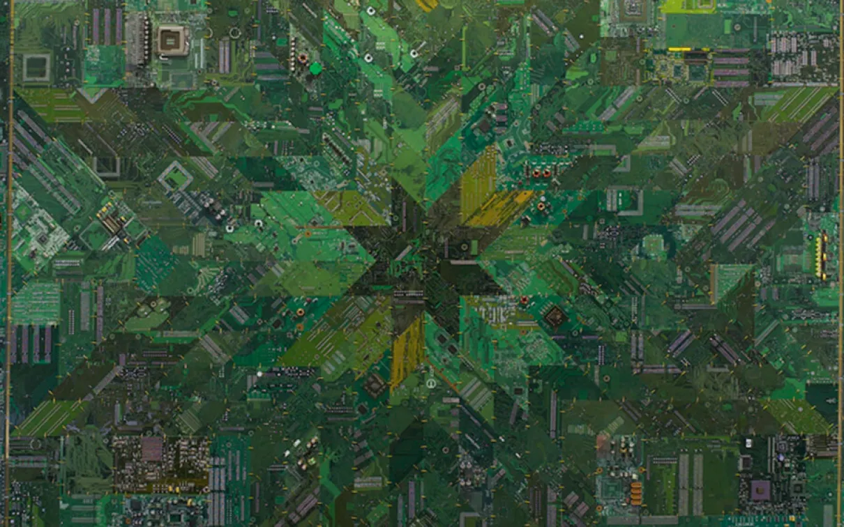 Art made from computer motherboard.
