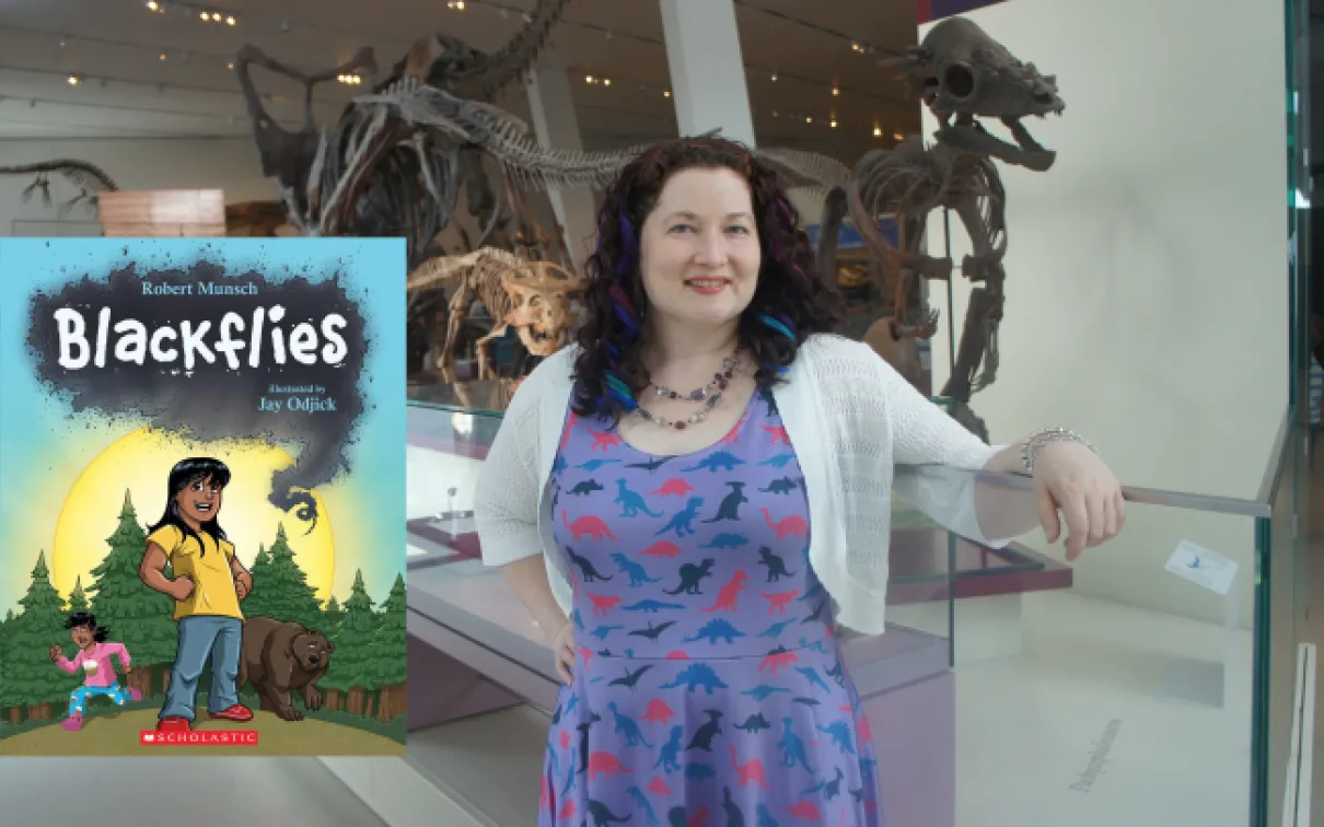 Sarah Elliott with Blackflies book cover.