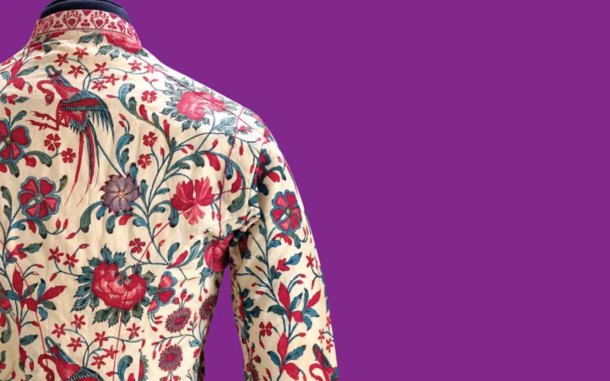 Floral printed white jacket, from Innovating Indian Chintz in the Face of Changing Environmental Conditions