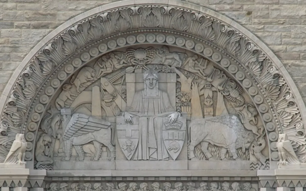 Sculptures above the Weston Heritage Doors on Queen’s Park.
