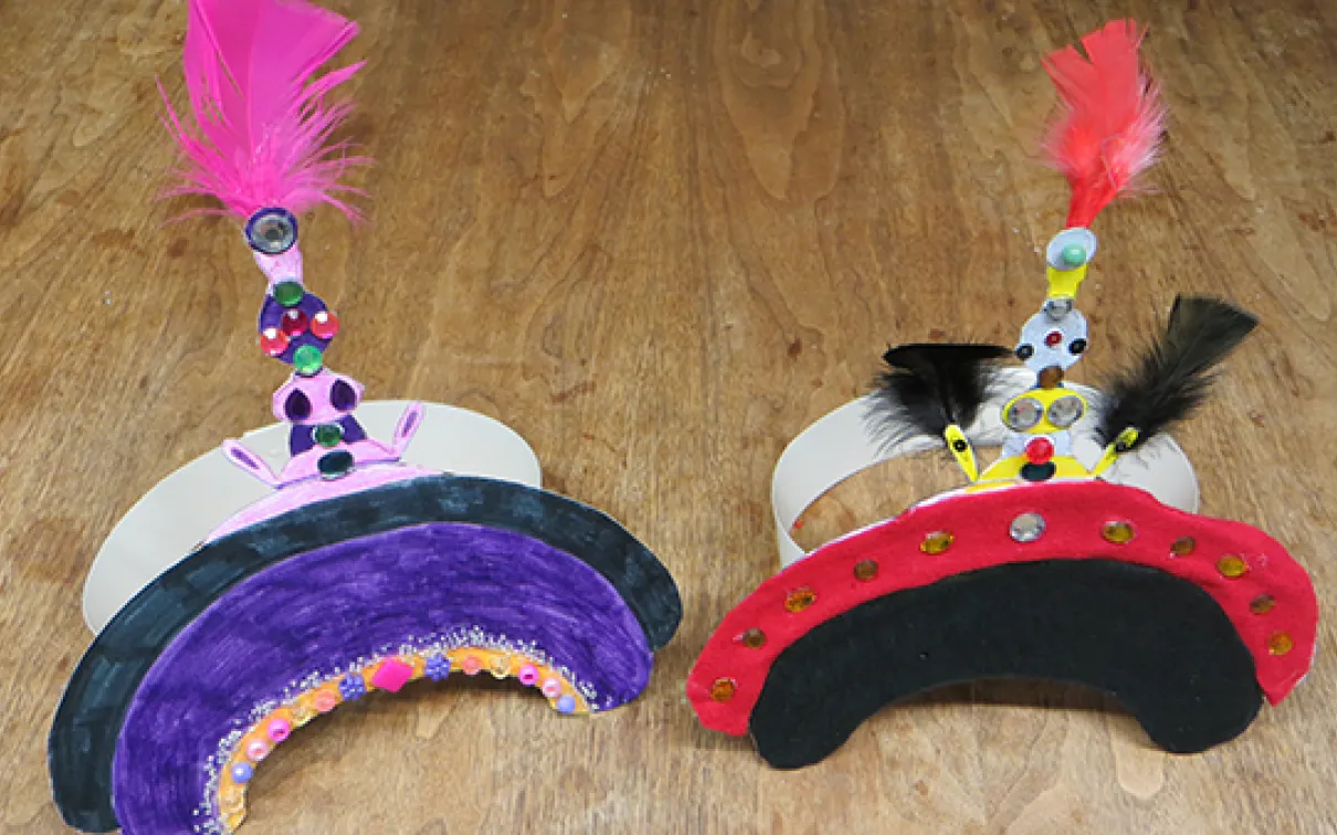 two sample court hats made by students doing the activity
