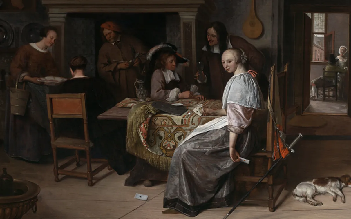 Jan Steen, An Elegant Company Playing Cards