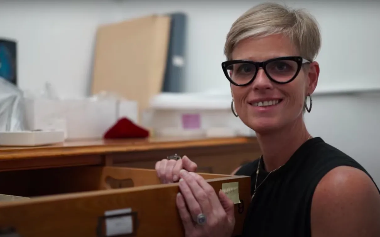 Katherine Dunnell in the collection room.
