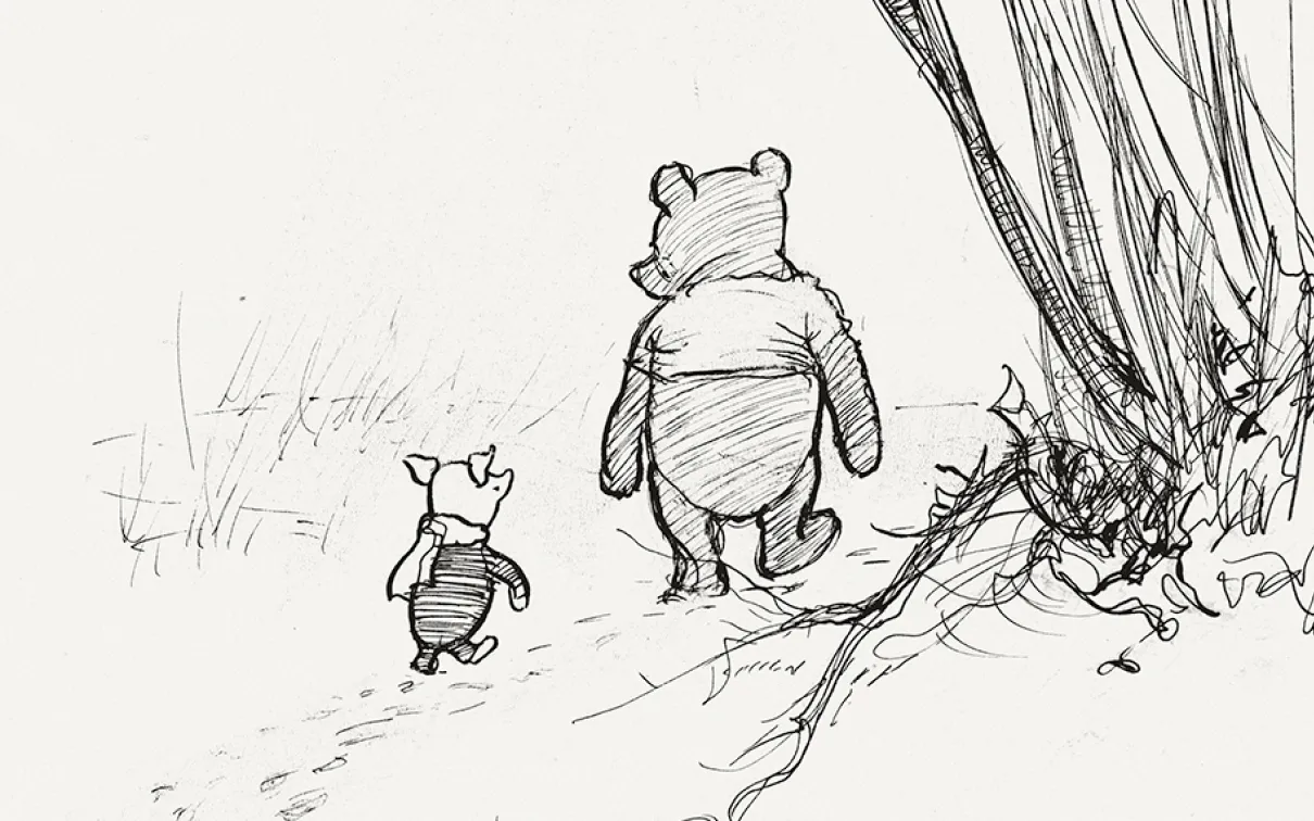 Illustration of Winnie-the-Pooh and Piglet.
