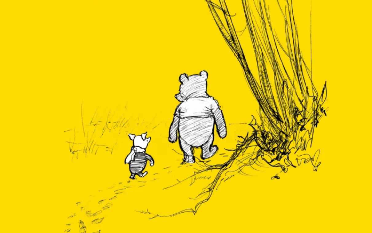 Illustration of Winnie-the-Pooh walking with Piglet. Illustration of Winnie-the-Pooh walking with Piglet.