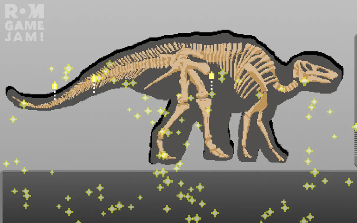 un dinosaure entouré de paillettes
