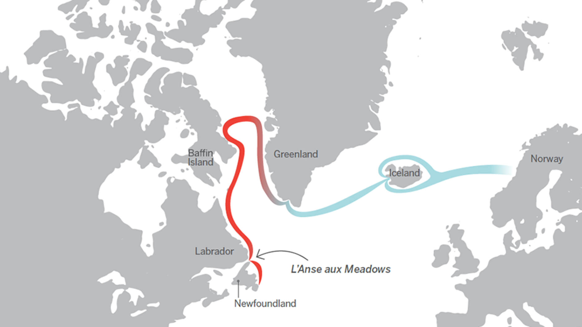 Carte de la route nordique de la Norvège à Terre-Neuve.